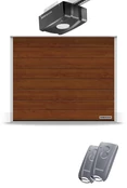 Hörmann RenoMatic szekcionált garázskapu | Decocolor lakkozott felület | M-bordás mintázat | Dark Oak szín | ProLift meghajtás