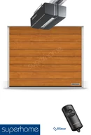 2500 x 2000 mm Hörmann RenoMatic hőszigetelt, szekcionált garázskapu | M-bordás | Decocolor lakkozott felület | Golden Oak szín | ProMatic meghajtás 1 db távirányítóval