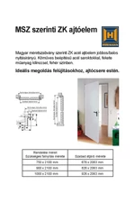 MSZ ZK ajtóelem - elérhető méretek