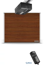 Hörmann RenoMatic szekcionált garázskapu | Decocolor lakkozott felület | M-bordás mintázat | Dark Oak szín | DuraMatic meghajtás