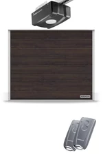 Hörmann RenoMatic szekcionált garázskapu | Decocolor lakkozott felület | M-bordás mintázat | Night Oak szín | ProLift meghajtás