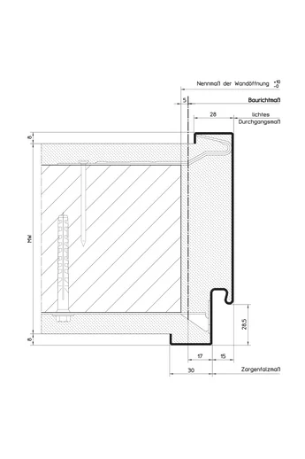 875 x 2125 mm Hörmann 1-részes, falcolt befoglalótok beltéri ajtóhoz | vakolt tégla- vagy betonfalhoz | RAL7035 alapozott | balos/jobbos | MW 130