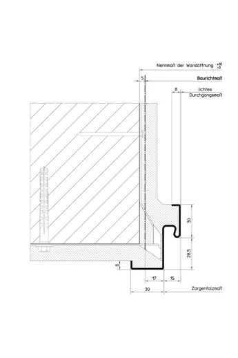 625 x 2125 mm Hörmann 1-részes, falcolt saroktok beltéri ajtóhoz | vakolt tégla- vagy betonfalhoz | RAL7035 alapozott | balos/jobbos | MW 0