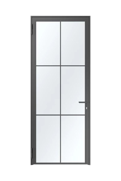 Hörmann acél loftajtó | Modell 1 | DIN balos | RAL9005 mélyfekete színben | átlátszó biztonsági üveggel | 650-1000 x 1900-2250 mm mérettartományban
